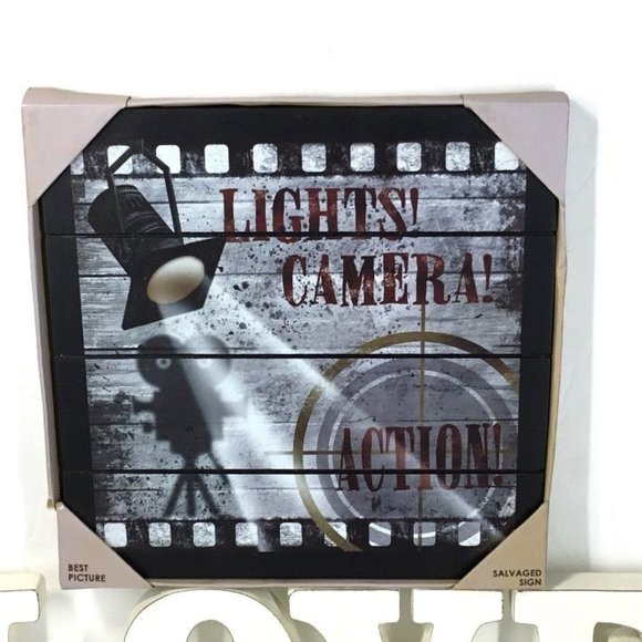 Lights Camera Action Wood Sign - Picture 1 of 12